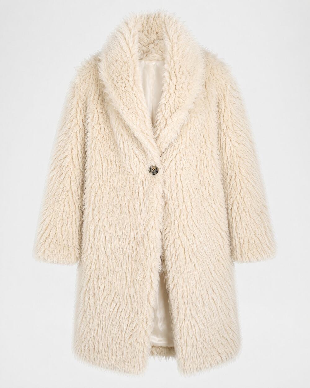Art Class Cream Shaggy Faux Fur Long Coat Girls XL 14/16